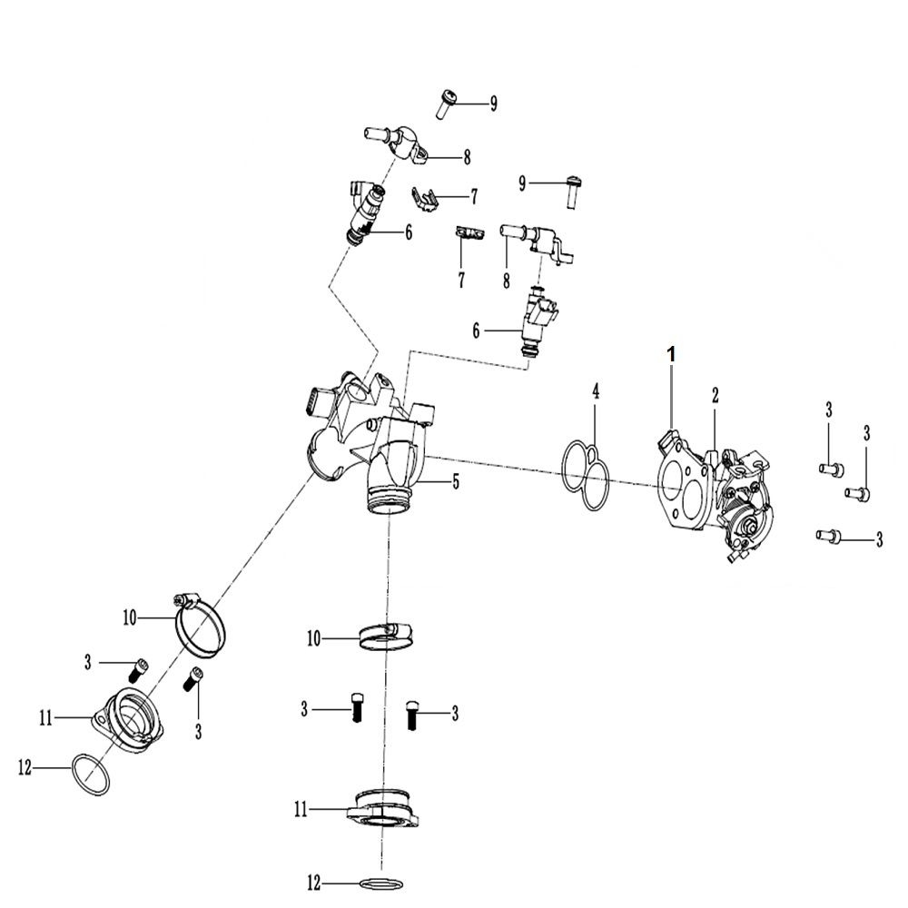 Vue Pipe admission - corp injection - injecteur                                                                                 