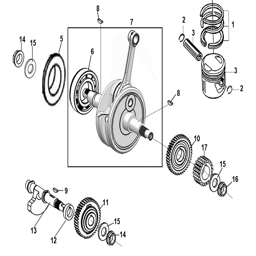 Vue Vilebrequin et piston                                                                                                       