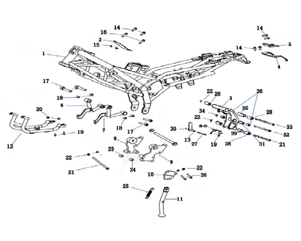 Cadre - support moteur - bequille                                                                                               