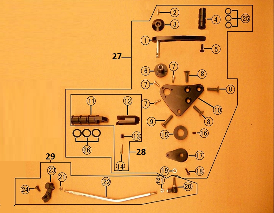 Vue Platine - selecteur de vitesse Gauche                                                                                       