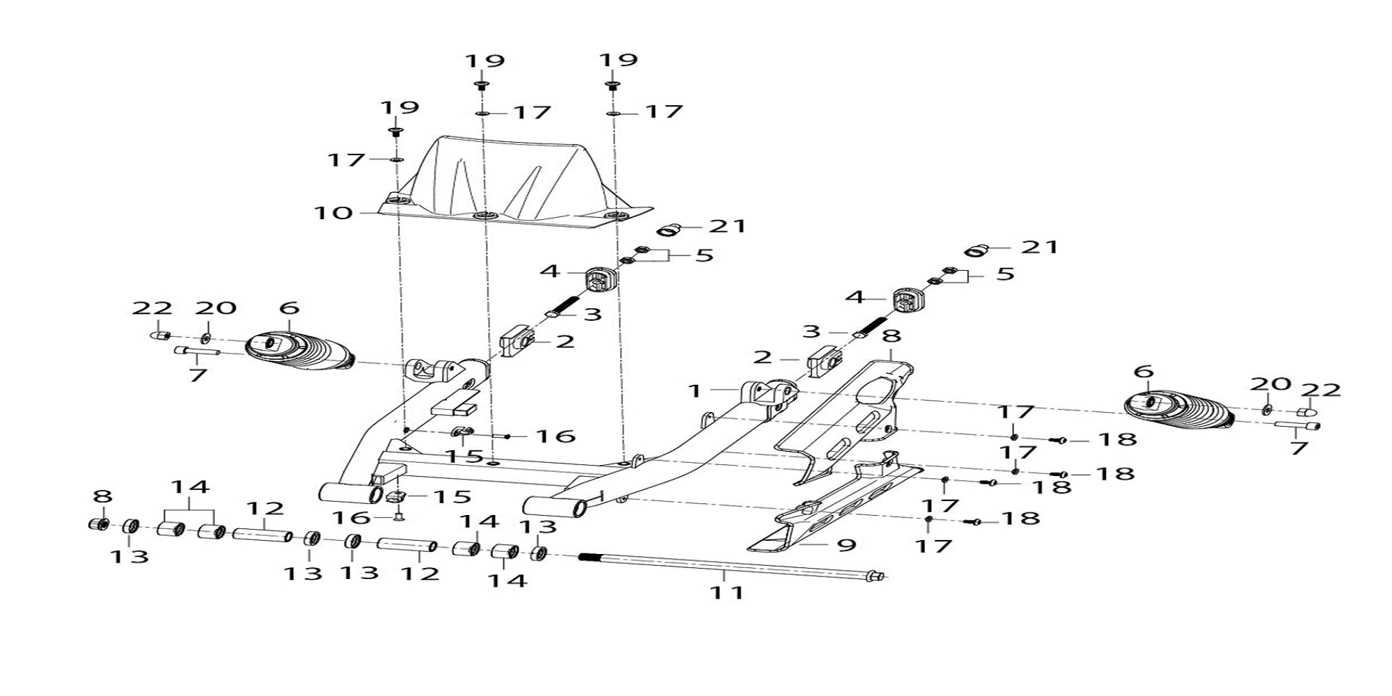 17 - VUE BRAS OSCILLANT ET SUSPENTION ARRIERE