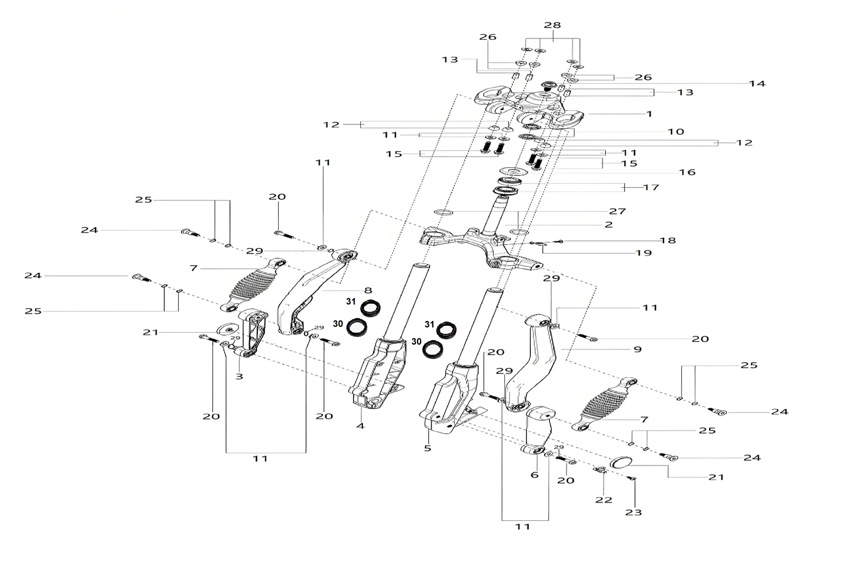 3 - Vue Fourche et suspension avant