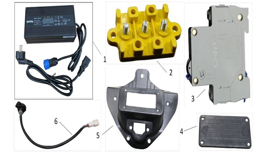 Vue chargeur - prise - disjoncteur                                                                                              